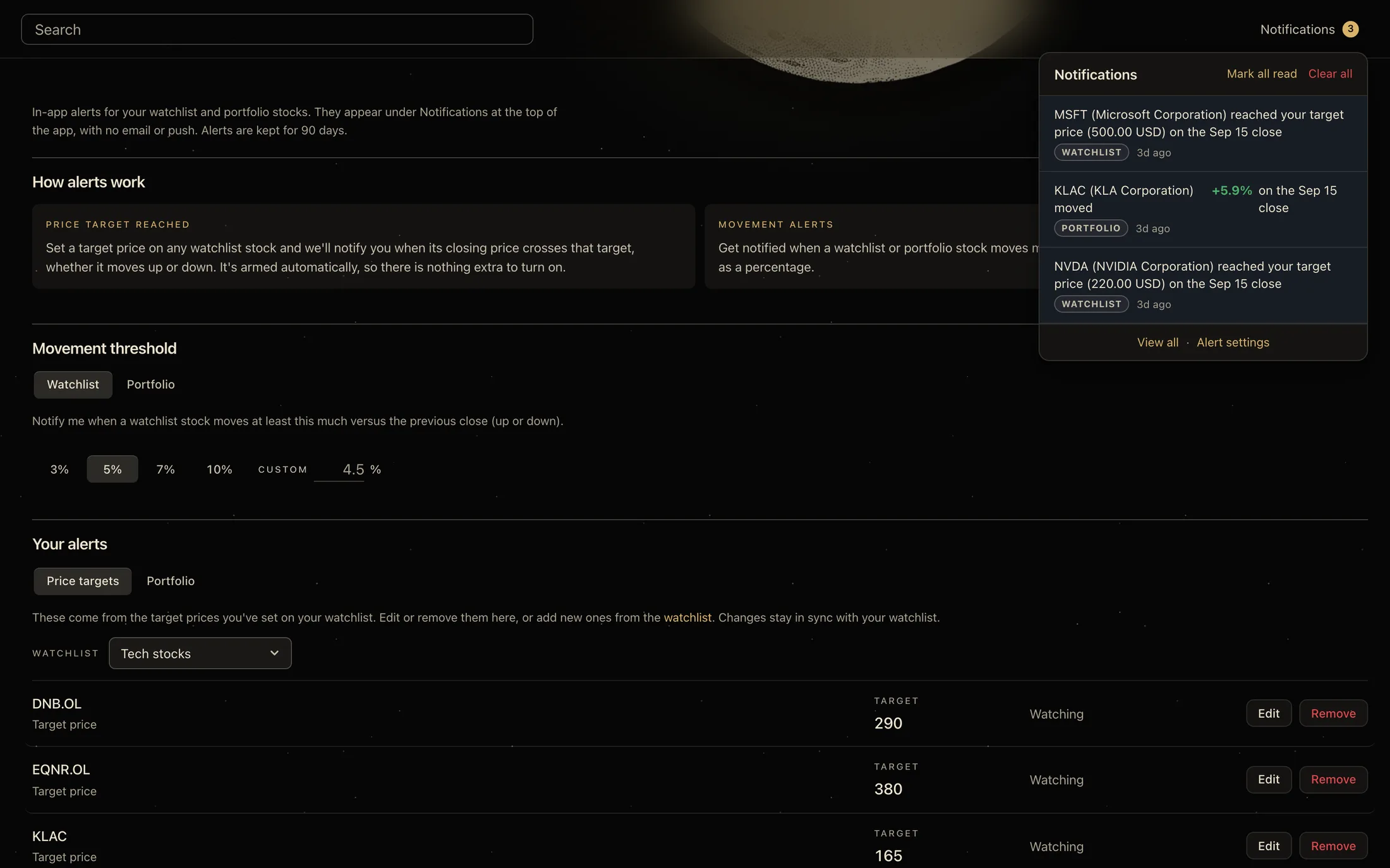 Alerts in Kvantra